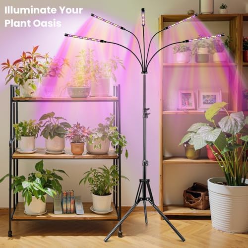 Garpsen Plant Lights for Indoor Growing, 5 Heads with Tripod, 2Pack - Image 2