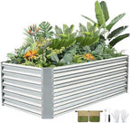 G GOOD GAIN 6x3x2 ft Galvanized Raised Garden Bed Kit, Large Metal Planter Box Outdoor for Vegetables, Flowers, Herbs, 269 Gallon Capacity Deep Root Design, Silver by GGOODGAIN