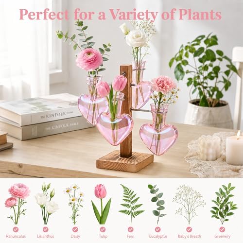 Nacome Plant Terrarium Propagation Stations: Pink Vase with Wooden Stand - Image 6