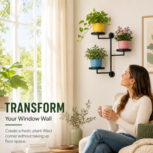 Window Plant Shelf, Wall Mounted Rotating Plant Holder Indoor - Image 3