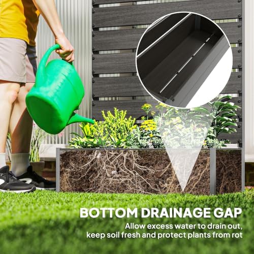 Outsunny Raised Garden Bed with Trellis, 35.6" x 15" x 70.9", Black - Image 6