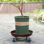 ARTLINE 12" Round Plant Stand with Lockable Wheels, 200lbs Heavy Duty for Indoor Outdoor, Large Rolling Dolly Planter Caddy on Casters to Carry Potted Flower Pot, Round Metal Tray NO Holes, 2 Pack - Image 5