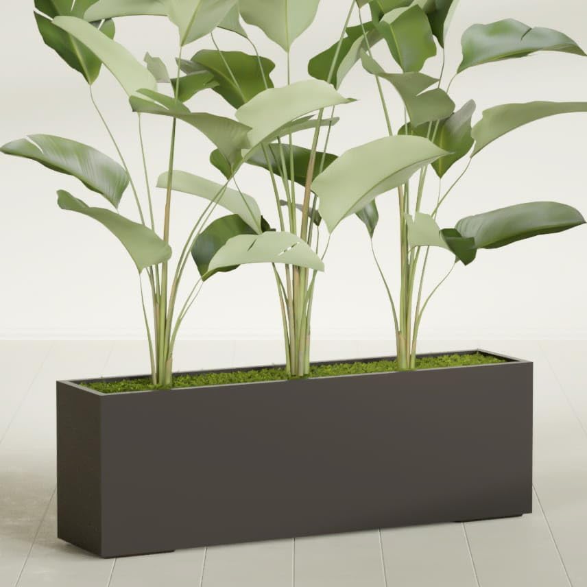 Greenline Leo Tall Rectangular Fiberglass Planter, Outdoor Planter Box - Image 2