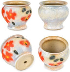 Sungmor 9 Inch Hand Painted Ceramic Succulent Plant Pots - White & Red - Image 2