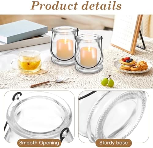 OUNONA 8Pcs Hanging Candle Holder Clear Tea Lights Christmas Decor Glass Plant Candle Holder, Fillable Hanging Glass Globes, Vintage Home Decor Plant Succulent Vase Hanger for Christmas Wedding - Image 6