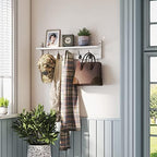 AMBIRD Wall Hooks with Shelf | Entryway Hanging Wood Coat Hooks | Wall-Mounted Rack with 5 Dual Hooks | Bathroom, Living Room, Bedroom (Modern). - Image 3