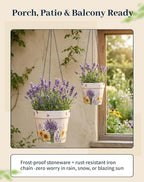 Stoneware Hanging Planters Set of 2, Large 7" + Small 5" - Image 4