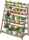 Bamboo Plant Stand, 4 Tier Ladder Flower Pots Holder with Rear Bar,Foldable Corner Standing Shelf for Patio Garden Balcony Living Room Display Shelves (Size : 100x45x122cm) by Antourlamm