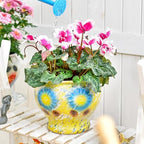 Sungmor 9 Inch Hand Painted Ceramic Succulent Plant Pots - Yellow & Daisy - Image 6
