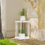 Plant Stand Indoor,small plant stool,Flower Pot Corner stand holder,Mid Century Heavy Duty Metal Tall Home Decor,Modern Round End Table,Small Rustic Display Stand for Living Room,Bedroom(White,14In) - Image 3