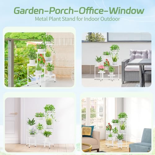 iDavosic.ly Plant Stand Indoor Outdoor, 7 Tier Metal Corner Shelf, White - Image 3