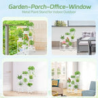 iDavosic.ly Plant Stand Indoor Outdoor, 7 Tier Metal Corner Shelf, White - Image 3