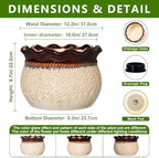 Ceramic Plant Pots, 12 Inch Ceramic Planter, Beige-Brown - Image 2