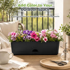 6 Pack Rectangle Planter 16x4.4 Inch Window Boxes Planters Rectangular Window Sill Planters Indoor Self Watering Plant Pots with Drainage Holes and Saucers Succulent Herb Flower Pots, Black - Image 5