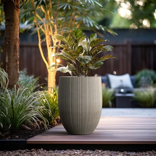 Kante Small Round Bullet Weathered Concrete Planter 21.7" Tall, Outdoor - Image 6