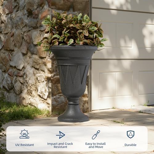 24"Tall Urn Planters for Outdoor Plants, Urns and Pedestal Set of 2 - Image 5