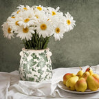 Ceramic Scroll Planter 6.5 Inch, Green Floral - Image 6