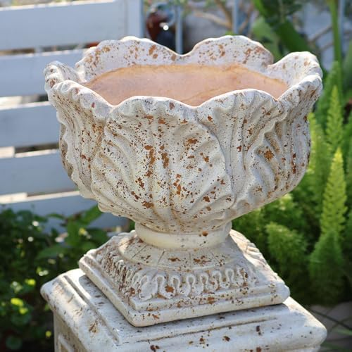 VISIBLE Vintage European Garden Urn Planter, Cement and Fiber Flower Pot, 14.2 x 11.8 Tall, Make Rust Finished, Wrap Foam Safely Delivered from Local Warehouse - Image 2