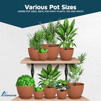 Terracotta Plant Pots with Drainage Holes & Saucers 20 Pack, Indoor & Outdoor Stackable Space-Saving Planters for Houseplants & Flowers, (7", 6.7", 6", 5.3", and 4.8" Inches), Durable & Weatherproof - Image 4