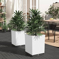 Planter Set of 2 White Polypropylene Modern Plant pots Plant containers Drainage pots for Indoor Backyard 11.8x11.8x14.6 in by Unknown