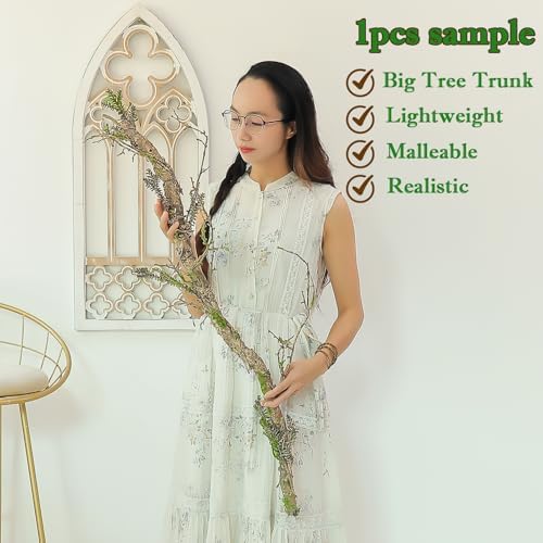 2Pcs 39" Bendable Faux Wood Branches Moss Tree Trunk Wall Decor - Image 4
