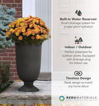 Tierra Verde Cadence Self-Watering Urn Planter, Black, 14" x 23" - Image 6