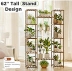 Bamworld Plant Stand Indoor Outdoor 12 Tier Tall Large Wood Plant Shelf - Image 2