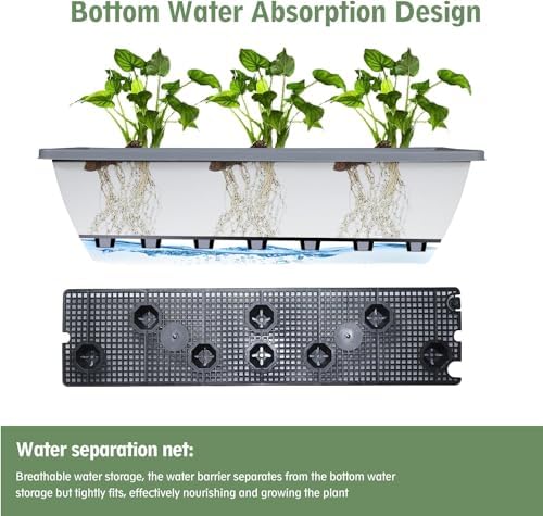 12 Pcs 24 inch Window Box Planter, Large Rectangular Flower Planter Boxes with Shelf Insert Plastic for Indoor and Outdoor Garden, Balcony Home Decor (12, 24 inch) - Image 3