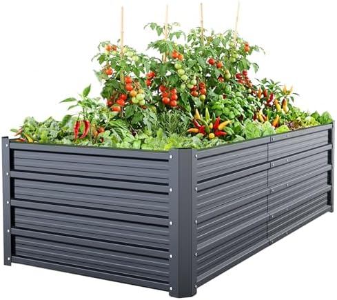 Ohuhu 6x3x1.5 FT Metal Raised Garden Bed Outdoor, Heavy Duty Planter Box by Ohuhu