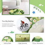 YIKUSH Moss Rug, Cute Green Plant Bath Mat with White Flowers, 29x26 Inch - Image 4