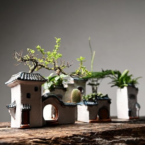 Ceramic Succulent Pot, Handmade Succulent Planter/Plant Pot/Flower Pot/Bonsai Pot Fish Tank Landscaping for Herb, Succulent,Cactus Container for Home Decor (G) - Image 4