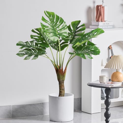 11 Inch Pot for Plants, Large Cement Planter with Drainage Hole, Mid-Century Modern Concrete Flower Pots for Home Decor, Office & Outdoor (White) - Image 5