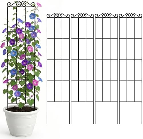ARIFARO 4Pack 57.5'' Metal Garden Trellis for Climbing Plants Outdoor by ARIFARO