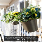 KIBAGA Beautiful Hanging Flower Pots for Outside Railing Or Fence - Stylish Set of 3 Outdoor Planters for Any Balcony, Porch or Deck - Window Planter Boxes are Perfect for Your Flowers - Image 4