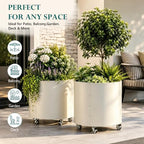 2 Pack Large Round Metal Tree Planter with Wheels, 22"Tall Outdoor Tree Pot - Image 7