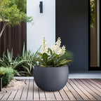 Kante Small Round Bowl Charcoal Concrete Planter 11.8" Dia, Outdoor - Image 4