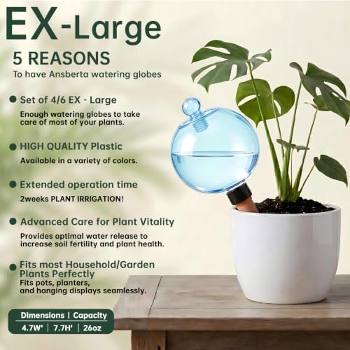 EX-Large Plant Watering Globes, 26oz Plastic Top Fill Self Watering Globes - Image 3