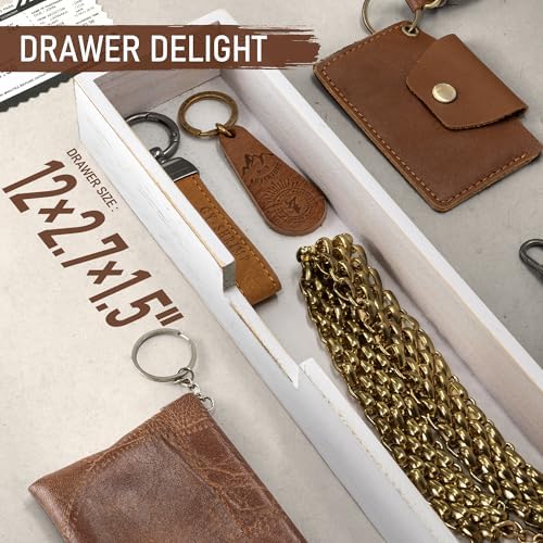 Rebee Vision Key Holder Wall Mount with Drawer for Home Decor, Whitewash - Image 6
