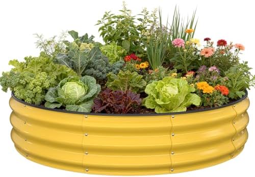 Pattiumo Galvanized Raised Garden Bed 4×4×1 FT, Round Metal Raised Garden Bed Outdoor Planter Box with Open Bottom, Rust-Resistant Steel Garden Bed for Vegetables Herbs Flowers, Easy Assembly by Pattiumo