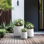 Kante Set of 3 White Concrete Curved Planters 16.5" 13" 9.4" Dia - Image 6