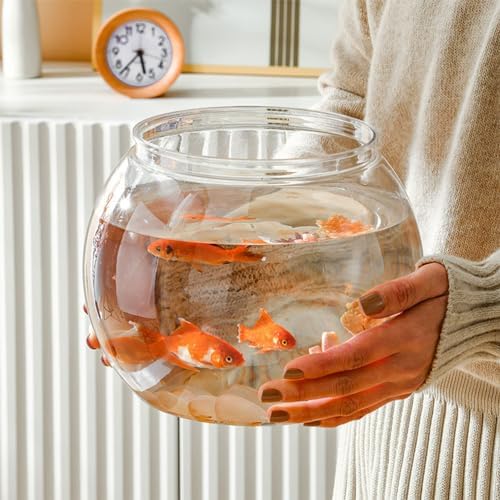 DECHOUS Round Fish Bowl Desktop Fish Tank with Base Small Aquarium Decor for Betta Hydroponic Vase Planter Clear Plastic Tabletop Bowl for Office Home Display - Image 3