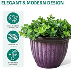 15" Large Planters for Outdoor Plants Set of 2 Plastic Flower Pots - Image 7