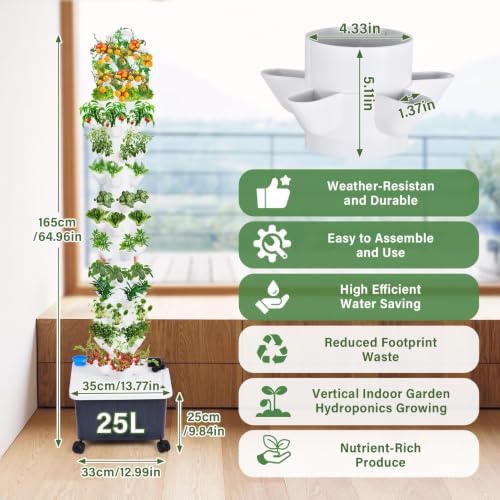 Hydroponic Tower, 14-Layer Hydroponic Growing System with 70 Slots - Image 6