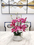 W&W Artificial Orchid Plants and Flowers with Vase, Fake Faux Orchid in Ceramic Pot,17”, Fuchsia - Image 4