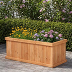 GIANTEX Raised Garden Bed Set of 2, 31”x14”x12” Wooden Elevated Planter Box with 4 Drainage Holes & Detachable Bottom Panels, Flower Bed, Rectangular Plant Container for Vegetables, Herbs & Fruits - Image 2