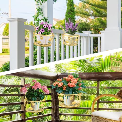 3 Pack Hanging Planter Holders, Golden - Image 7