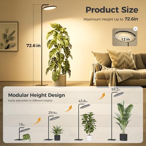 Bamworld Hanging Grow Light for Indoor Plants 12in Large Head Full Spectrum - Image 2