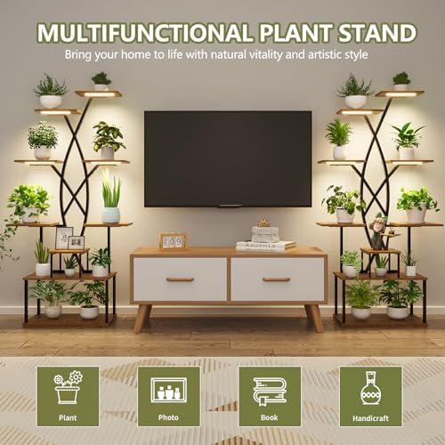 9 Tier 66" Tall Plant Stand with Grow Lights for Indoor Plants（Black） - Image 4