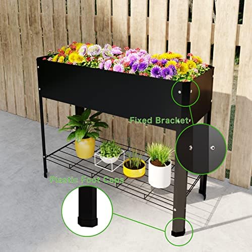 PROXRACER Raised Garden Bed with Detachable Legs Elevated Metal Planter Box for Growing Fresh Herbs Vegetables Flowers Succulents&Other Plants for Outdoor Backyard Patio Deck Balcony Black L - Image 7