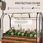 Outsunny Raised Garden Bed with Cover and Storage Shelf, Dark Brown - Image 3